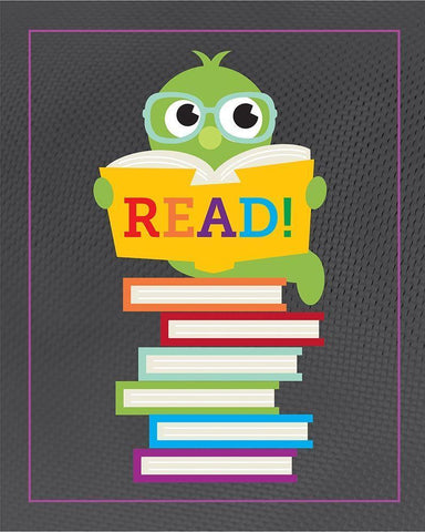 Read Books 5 White Modern Wood Framed Art Print with Double Matting by Hogan, Melody