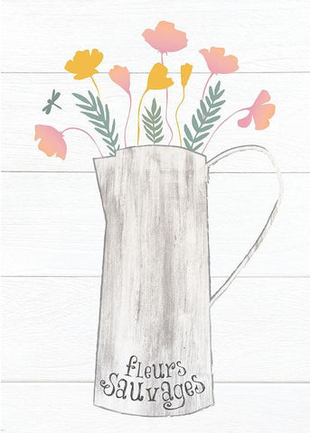 Pitcher Botanicals Pastel 6 White Modern Wood Framed Art Print with Double Matting by Hogan, Melody