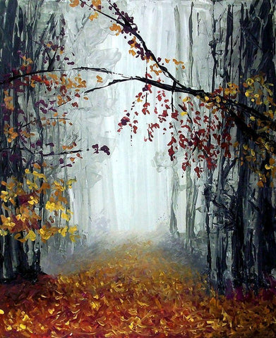 Autumn Rain Black Ornate Wood Framed Art Print with Double Matting by Hogan, Melody