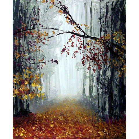 Autumn Rain Black Modern Wood Framed Art Print by Hogan, Melody