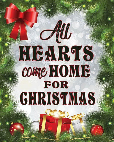 All Hearts Christmas 1 Black Ornate Wood Framed Art Print with Double Matting by Hogan, Melody