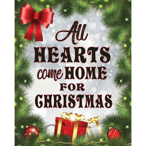 All Hearts Christmas 1 Black Modern Wood Framed Art Print with Double Matting by Hogan, Melody