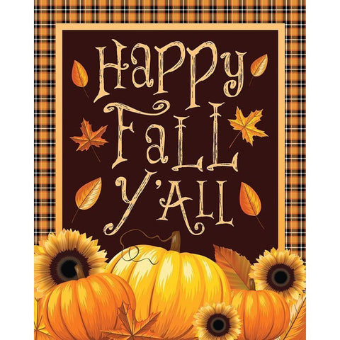 Fall Yall Flag Gold Ornate Wood Framed Art Print with Double Matting by Hogan, Melody