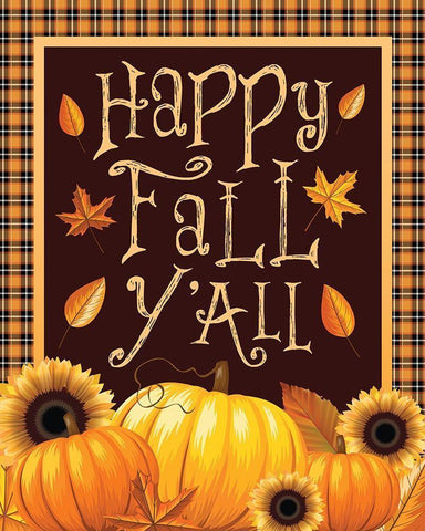 Fall Yall Flag Black Ornate Wood Framed Art Print with Double Matting by Hogan, Melody