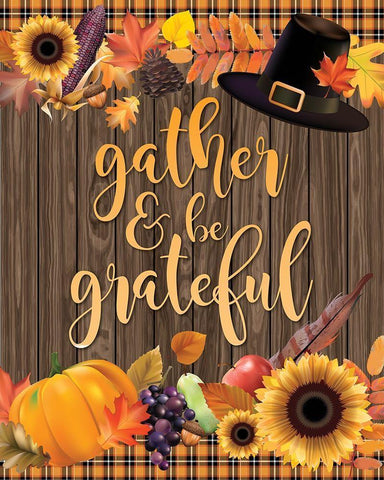 Gather Grateful Black Ornate Wood Framed Art Print with Double Matting by Hogan, Melody