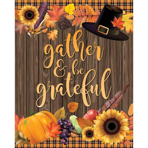 Gather Grateful White Modern Wood Framed Art Print by Hogan, Melody