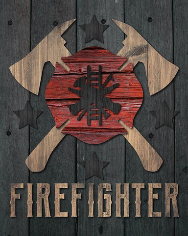 Firefighter 1 White Modern Wood Framed Art Print with Double Matting by Hogan, Melody