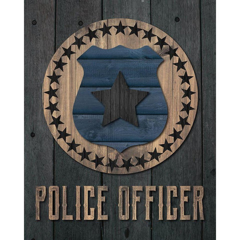 Police Officer 1 Black Modern Wood Framed Art Print by Hogan, Melody