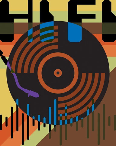 Hi Fi Lo Fi 1 Black Ornate Wood Framed Art Print with Double Matting by Hogan, Melody