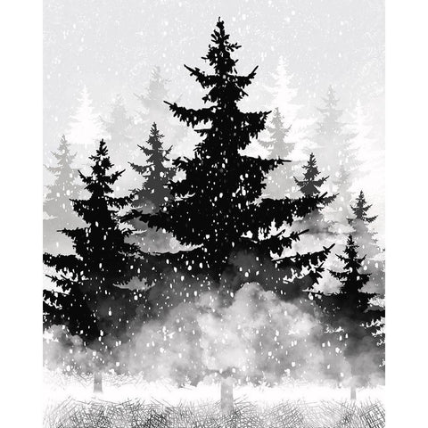 Misty Pines 2 White Modern Wood Framed Art Print by Hogan, Melody