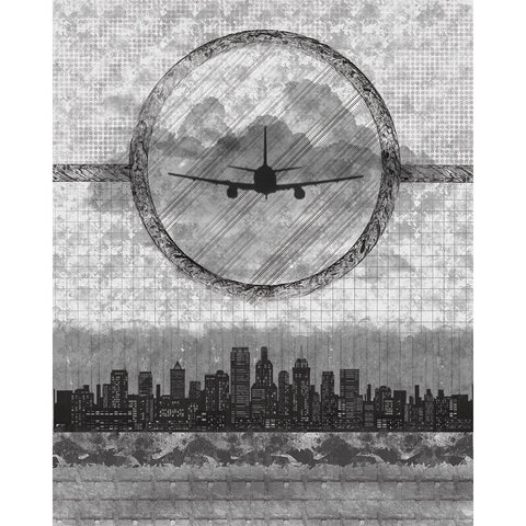 Skyline Airline 1 White Modern Wood Framed Art Print by Hogan, Melody