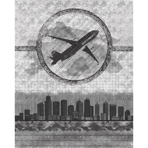 Skyline Airline 2 White Modern Wood Framed Art Print by Hogan, Melody