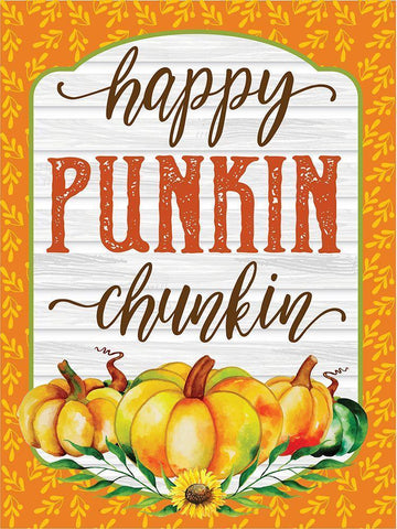 Happy Punkin Chunkin Black Ornate Wood Framed Art Print with Double Matting by Hogan, Melody