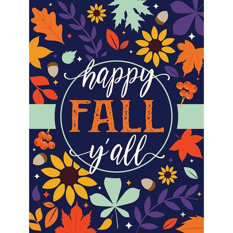 Navy Fall Floral Black Modern Wood Framed Art Print with Double Matting by Hogan, Melody