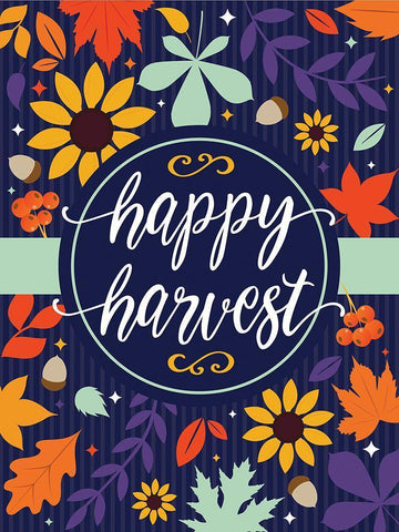 Navy Happy Harvest White Modern Wood Framed Art Print with Double Matting by Hogan, Melody