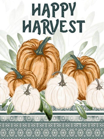 Happy Harvest White Modern Wood Framed Art Print with Double Matting by Hogan, Melody