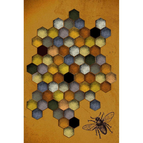 Honeycomb Bee Gold Ornate Wood Framed Art Print with Double Matting by Hogan, Melody