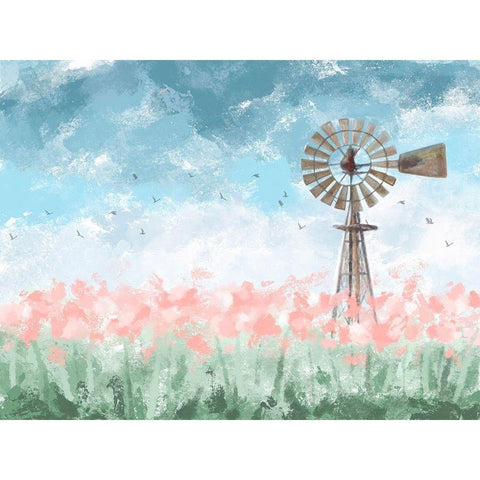 Farmhouse Floral White Modern Wood Framed Art Print by Hogan, Melody