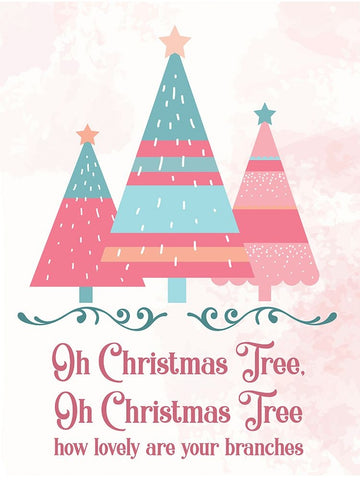 Candy Xmas Trees 2 White Modern Wood Framed Art Print with Double Matting by Hogan, Melody