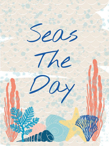 Seas The Day White Modern Wood Framed Art Print with Double Matting by Hogan, Melody