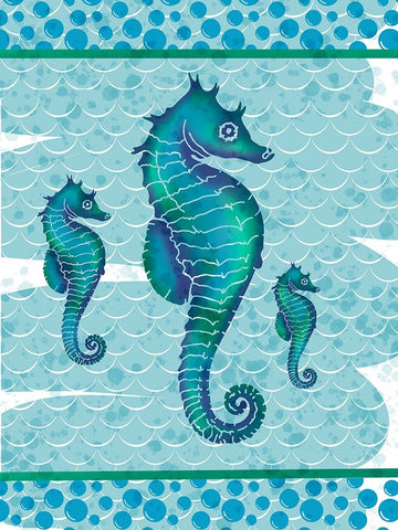 Watercolor Seahorse White Modern Wood Framed Art Print with Double Matting by Hogan, Melody