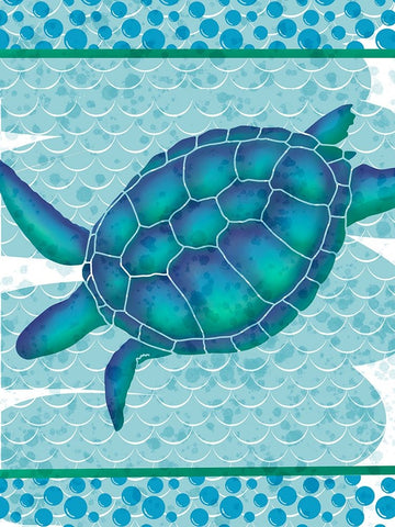 Watercolor Turtle White Modern Wood Framed Art Print with Double Matting by Hogan, Melody