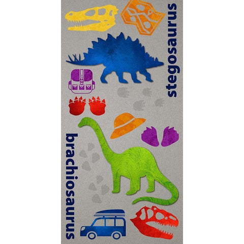 Dino Journy 1 Black Modern Wood Framed Art Print with Double Matting by Hogan, Melody