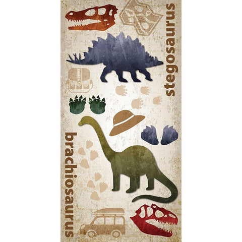 Dino Journy 2 Black Modern Wood Framed Art Print by Hogan, Melody
