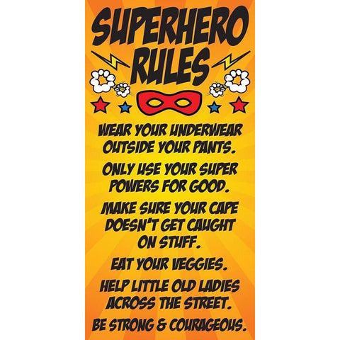 Superhero Rules Gold Ornate Wood Framed Art Print with Double Matting by Hogan, Melody