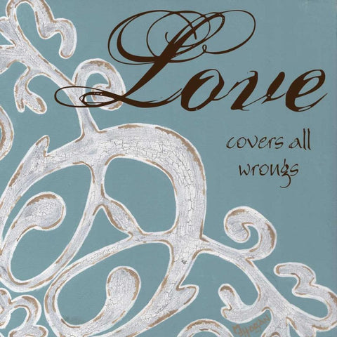 Crackle Filigree Love Black Modern Wood Framed Art Print by Hogan, Melody