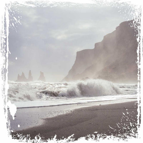 Entering Waves Black Ornate Wood Framed Art Print with Double Matting by Hogan, Melody