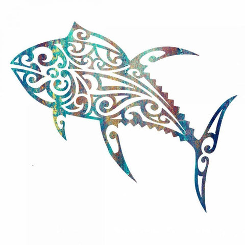 Tribal Koi 1 White Modern Wood Framed Art Print with Double Matting by Hogan, Melody