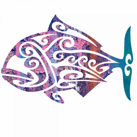 Tribal Koi 3 White Modern Wood Framed Art Print by Hogan, Melody