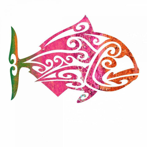 Tribal Koi 4 Black Ornate Wood Framed Art Print with Double Matting by Hogan, Melody