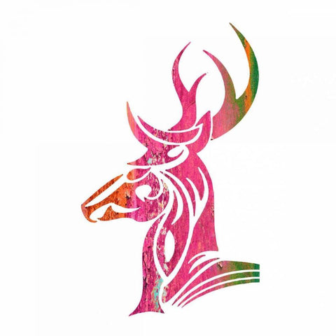 Tribal Buck 1 White Modern Wood Framed Art Print by Hogan, Melody