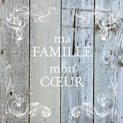 Ma Famille Scroll Black Ornate Wood Framed Art Print with Double Matting by Hogan, Melody