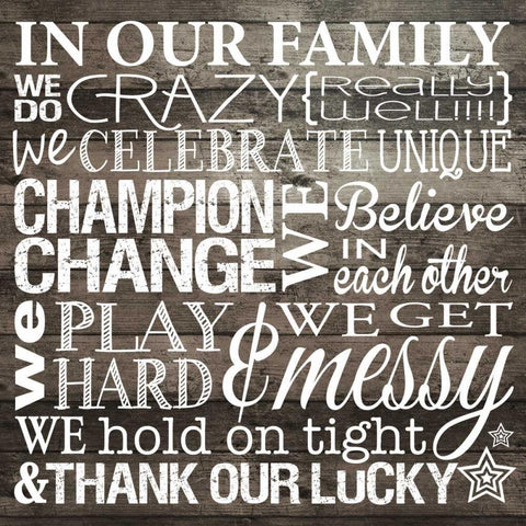 In Our Family Black Ornate Wood Framed Art Print with Double Matting by Hogan, Melody