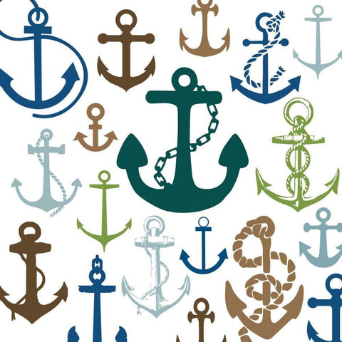 Natural Anchors White Modern Wood Framed Art Print by Hogan, Melody