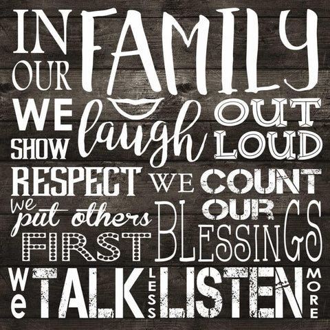 In Our Family On Wood White Modern Wood Framed Art Print by Hogan, Melody