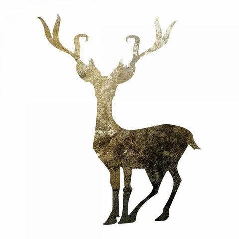 Glimmer Deer 4 White Modern Wood Framed Art Print with Double Matting by Hogan, Melody