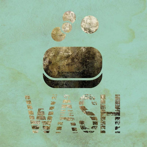 Mint Glitz Bath 1 Gold Ornate Wood Framed Art Print with Double Matting by Hogan, Melody