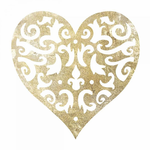 Heart Glitz 1 White Modern Wood Framed Art Print with Double Matting by Hogan, Melody