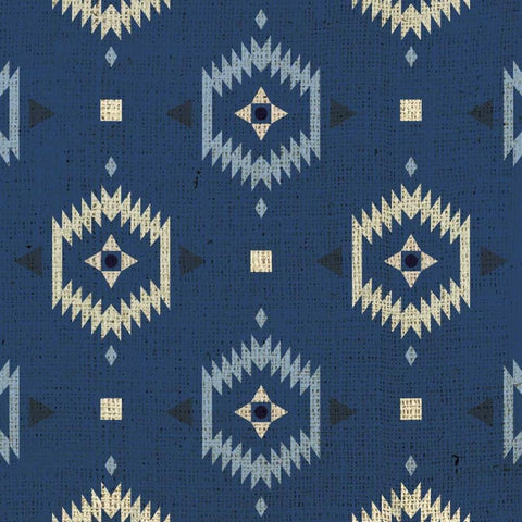 Indigo Squares Droplets White Modern Wood Framed Art Print with Double Matting by Hogan, Melody