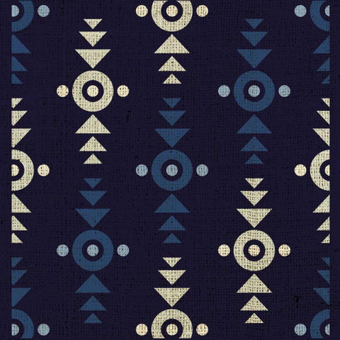 Indigo Squares Crosshairs White Modern Wood Framed Art Print with Double Matting by Hogan, Melody