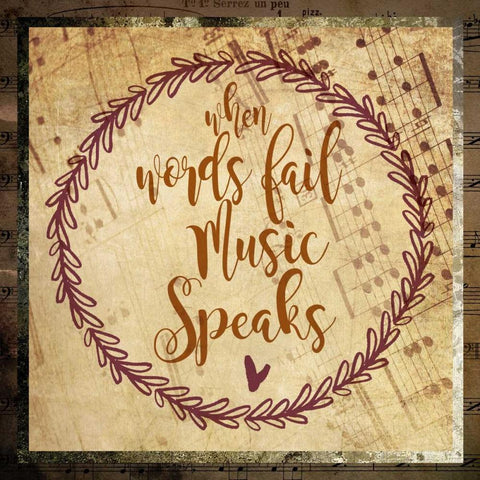 Music Speaks Black Modern Wood Framed Art Print with Double Matting by Hogan, Melody