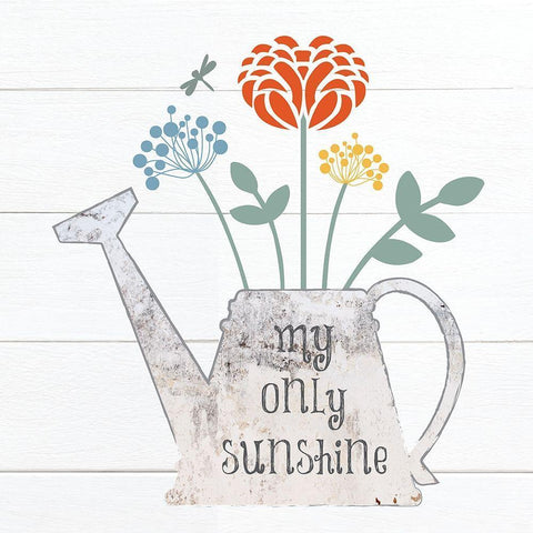 Botanical Pitchers Primary 2 White Modern Wood Framed Art Print with Double Matting by Hogan, Melody