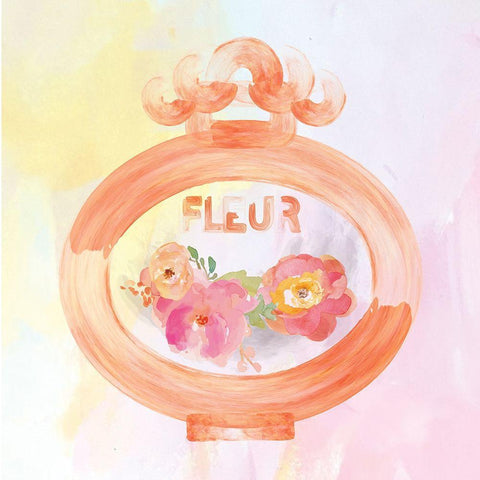 Watercolor Perfume Bottles Flowers 3 White Modern Wood Framed Art Print with Double Matting by Hogan, Melody