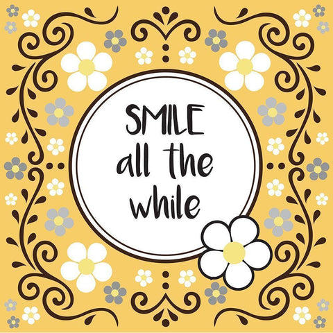 Whimsical Smile White Modern Wood Framed Art Print by Hogan, Melody