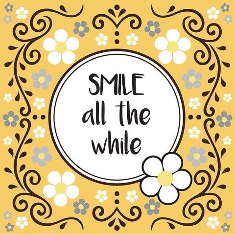 Whimsical Smile White Modern Wood Framed Art Print with Double Matting by Hogan, Melody