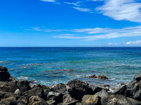 Puako Calm White Modern Wood Framed Art Print with Double Matting by Nebula, Melissa